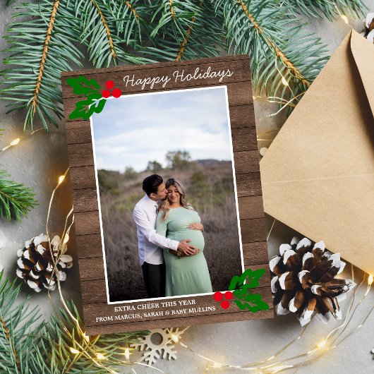 家族の幸せな休日クリスマス妊娠写真 シーズンカード