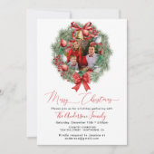 家族の幸せな写真フレームのクリスマスパーティー 招待状 (正面)