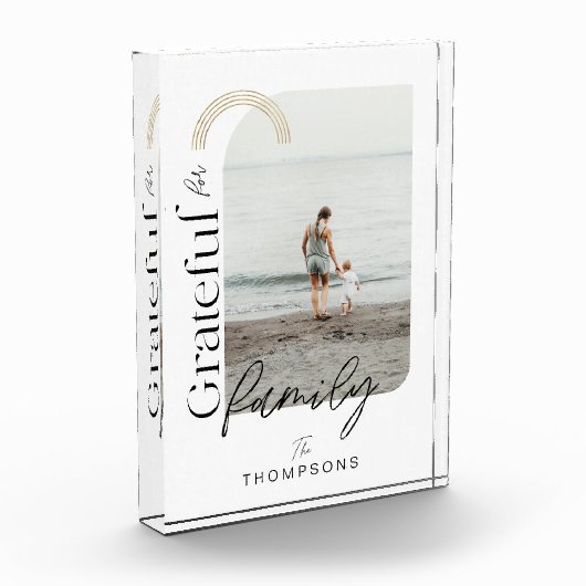 家族の幾何学的なモダンアーチ1写真に感謝 フォトブロック (左)