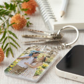 家族の引用と野の花の写真キーチェーン キーホルダー (正面右)