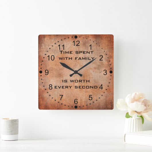 家族の引用文時計で過ごす時間 スクエア壁時計 (ホーム)