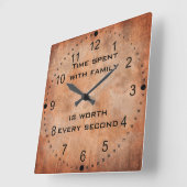 家族の引用文時計で過ごす時間 スクエア壁時計 (傾斜)