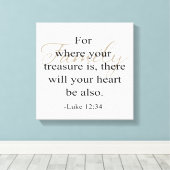 家族の引用文 – あなたの宝物がある場所… キャンバスプリント (インサイチュ (ウッドフロア))