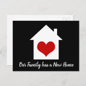 家族の引越しアナウンス新しいホームハートBW ポストカード (正面/裏面)