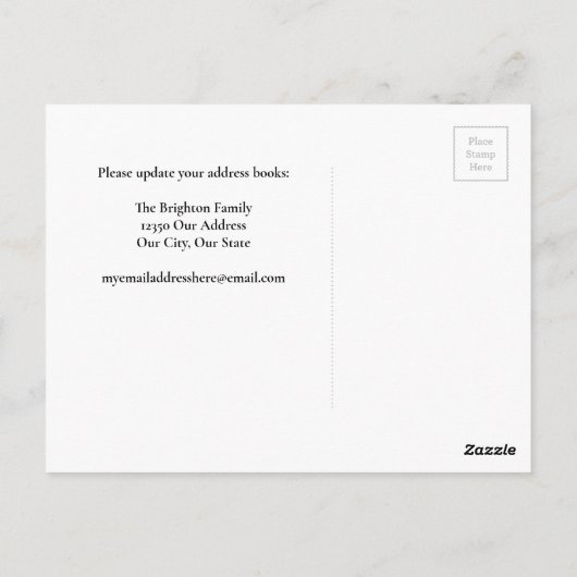 家族の引越しアナウンス新しいホームハートBW ポストカード (裏面)