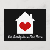 家族の引越しアナウンス新しいホームハートBW ポストカード (正面)