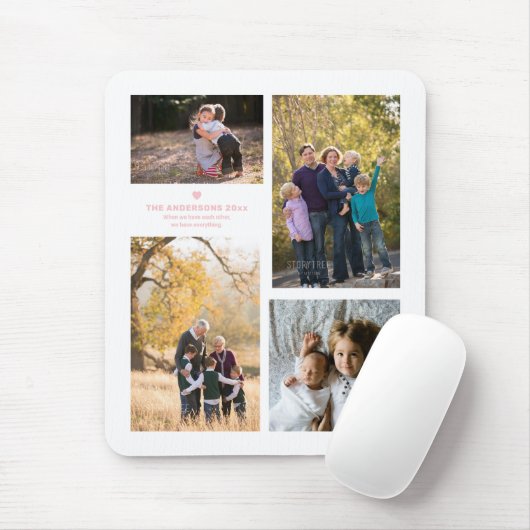 家族の強さ引用文と4家族のフォトコラージュ マウスパッド (マウス)