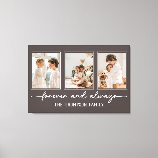 家族の思い出の茶色カスタマイズの写真コラージュ キャンバスプリント (正面)