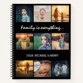 家族の思い出をこの「家族がすべて」９枚の写真コラージュ ノートブックで大切に。９枚の好きな写真をアッ ノートブック (正面)