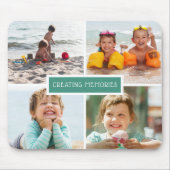 家族の思い出を作る写真コラージュ ターコイズ マウスパッド (正面)