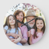 家族の思い出を飾るオリジナルの祖父母写真 ラージ壁時計 (正面)