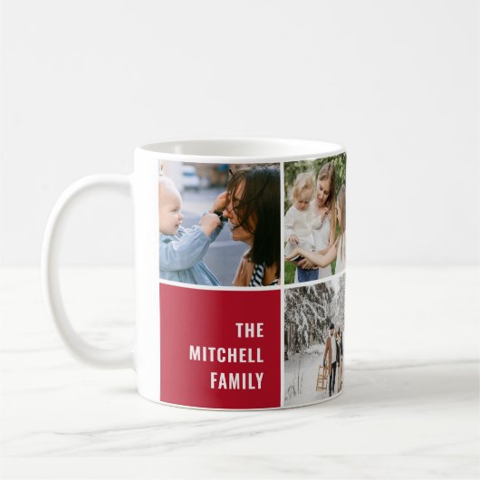 家族の思い出シンプルのフォトコラージュ コーヒーマグカップ (左)