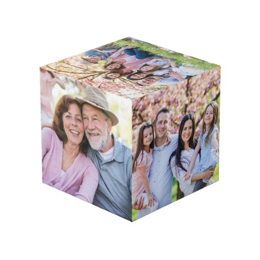 家族の思い出パーソナライズされた祖父母の写真 フォトキューブ (裏面アングル)