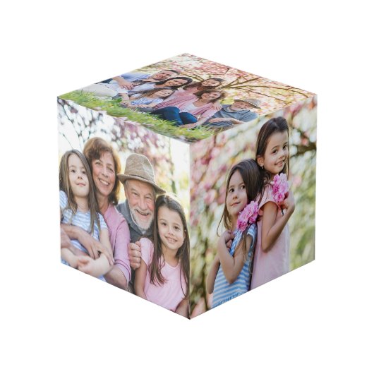 家族の思い出パーソナライズされた祖父母の写真 フォトキューブ (正面アングル)