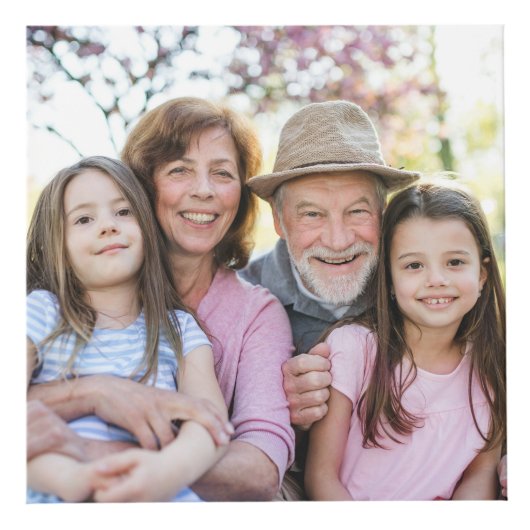 家族の思い出パーソナライズされた祖父母の写真 フォトキューブ (正面)