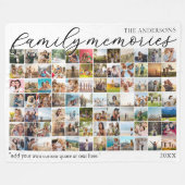 家族の思い出パーソナライズされた84フォトコラージュ フリースブランケット (正面(横))