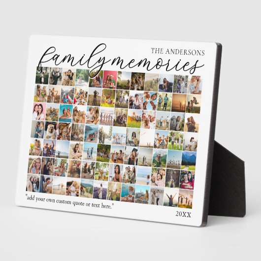 家族の思い出パーソナライズされた84写真コラージュ フォトプラーク (側面)