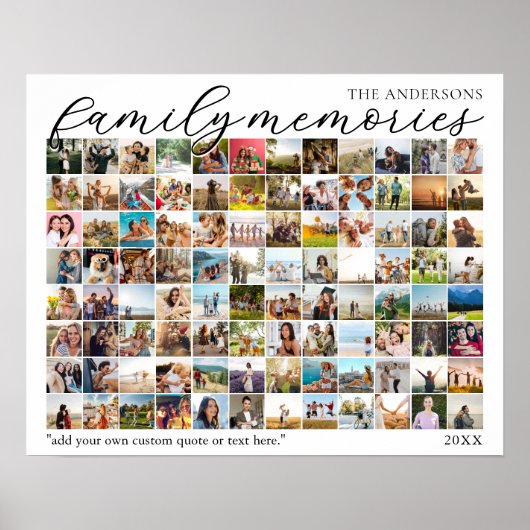 家族の思い出パーソナライズされた96フォトコラージュ ポスター (正面)