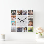 家族の思い出写真カスタムのコラージュ スクエア壁時計 (ホーム)