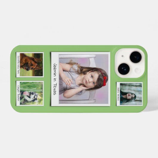 家族の思い出4写真コラージュPistacio Green iPhoneケース (裏面横)