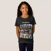 家族の思い出 9枚の写真グリッドのカスタマイズ可能なコラージュ Tシャツ (正面フル)