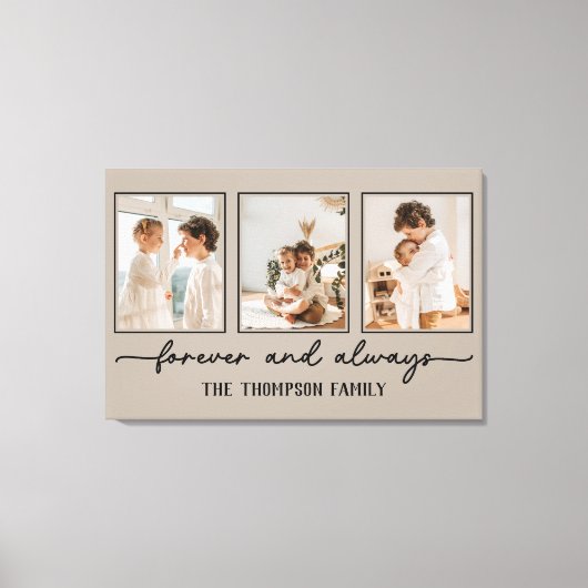 家族の思い出Greigeカスタムフォトコラージュウォール キャンバスプリント (正面)