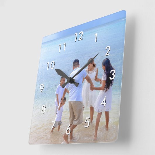 家族の思カスタムい出の写真を作成モダンする スクエア壁時計 (傾斜)