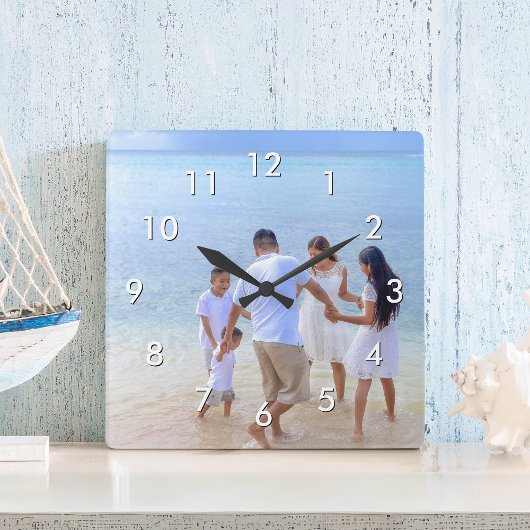 家族の思カスタムい出の写真を作成モダンする スクエア壁時計