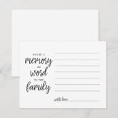 家族の悔やみや弔慰カードに記憶か単語を共有して下さい 招待状 (正面/裏面)