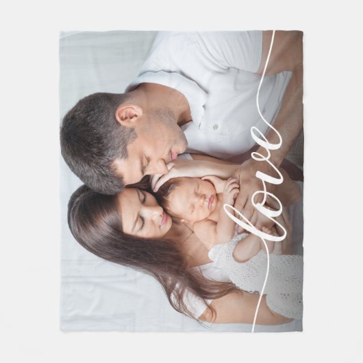 家族の愛のスクリプトのパーソナライズされた写真 フリースブランケット (正面)