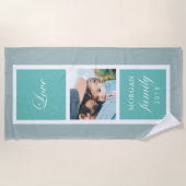 家族の愛のスクリプト写真モノグラムビーチタオル ビーチタオル (正面)