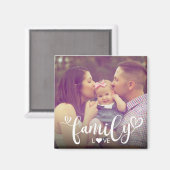 家族の愛のハートスクリプトの写真 マグネット (正面/裏面)