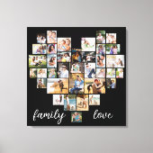 家族の愛のハート形36フォトコラージュ キャンバスプリント (正面)