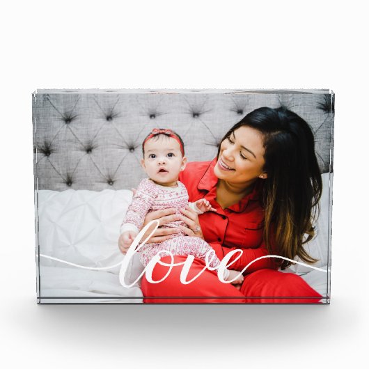 家族の愛の家族のスクリプトのパーソナライズされた写真 フォトブロック (正面)