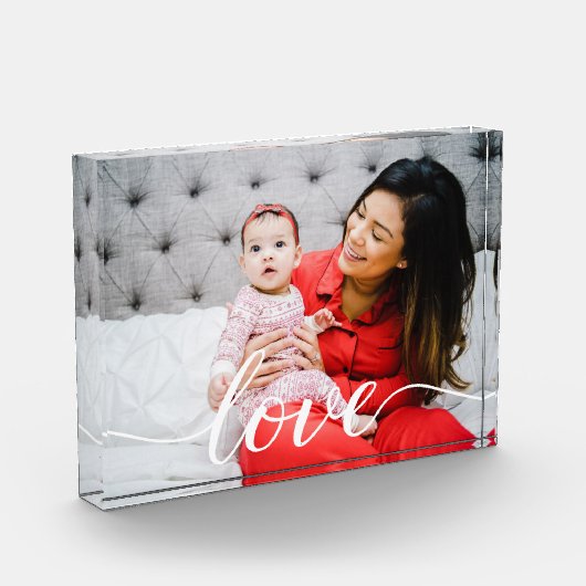 家族の愛の家族のスクリプトのパーソナライズされた写真 フォトブロック (左)