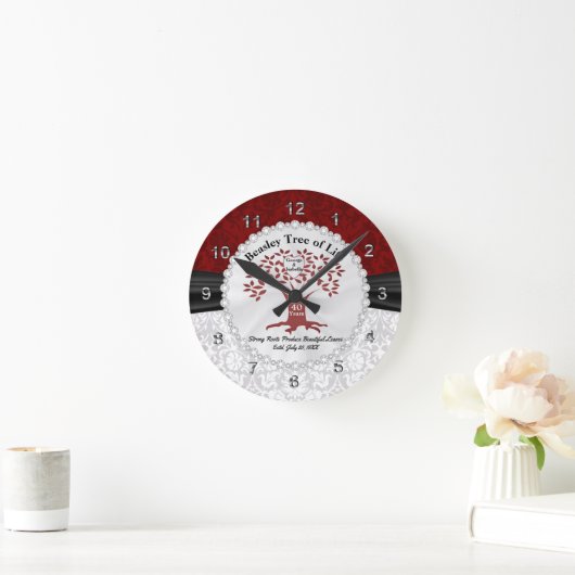 家族の愛の木 – 40周年 ラウンド壁時計 (ホーム)