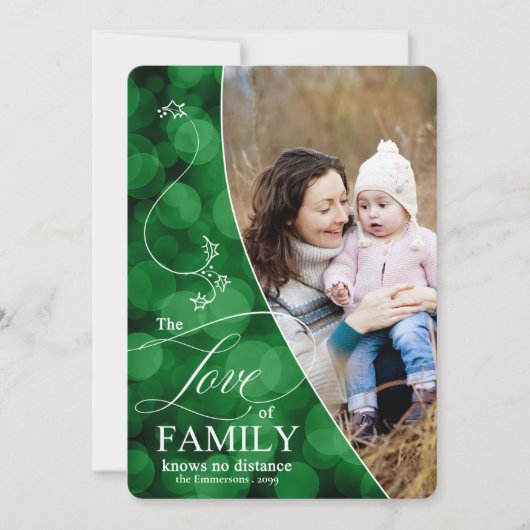 家族の愛の緑の《写真》ぼけ味クリスマスフォトホール シーズンカード (正面)
