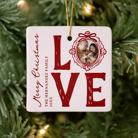 家族の愛ドードルフォトクリスマス セラミックオーナメント (ツリー)