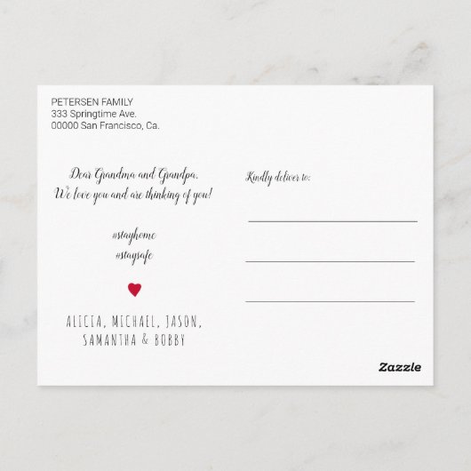 家族の愛メッセージを伝えるフォトコラージュ ポストカード (裏面)