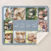 家族の愛10写真コラージュダスティブルー シェルパブランケット (正面(横))