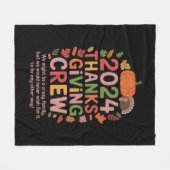 家族の感謝祭2024クルーの七面鳥マッチング フリースブランケット (正面(横))