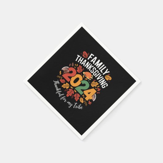 家族の感謝祭2024私の部族に感謝 スタンダードカクテルナプキン (角)