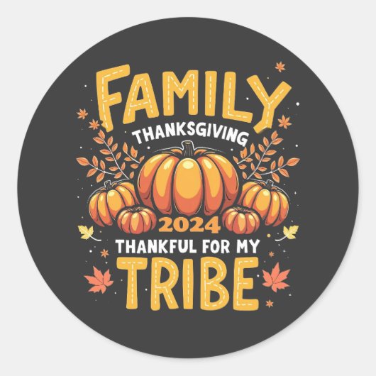 家族の感謝祭2024私の部族に感謝 ラウンドシール (正面)