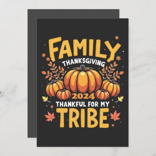 家族の感謝祭2024私の部族に感謝 招待状 (正面/裏面)