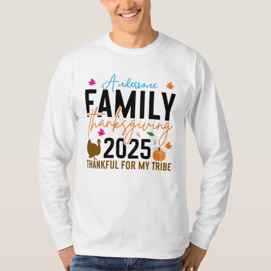 家族の感謝祭2025シャツ | 編集可能なトルコ Tシャツ (正面)