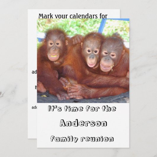 家族の懇親会おもしろいと可愛い 招待状 (正面/裏面)