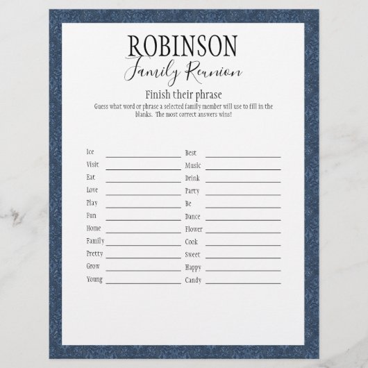 家族の懇親会がフレーズのゲームを終了 (正面)