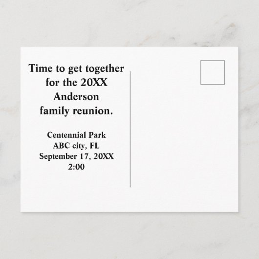 家族の懇親会が群れの鴨の発表を呼び出す ポストカード (裏面)