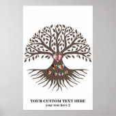 家族の懇親会ツリーと写真とハート ポスター (正面)