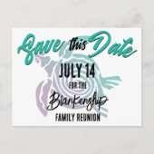 家族の懇親会日付を保存トライバルタートルアート 案内ポストカード (正面)